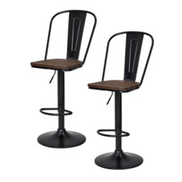 Thehotsale 2Pcs Swivel Height Adjustable Bar Chairs Stools With Backrest For Breakfast Bar, Counter, Kitchen And Home Barstoolsin - thumbnail 3