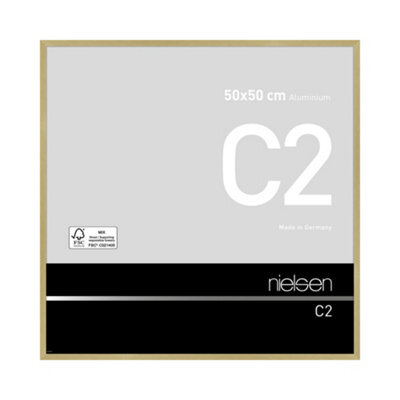Nielsen C2 Brushed Gold Aluminium Picture Frame 50X50Cm - With Float Glass And Push/turn Clips - image 1