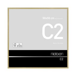 Nielsen C2 Brushed Gold Aluminium Picture Frame 50X50Cm - With Float Glass And Push/turn Clips