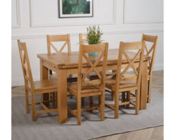 That's Furniture Richmond 140Cm - 220Cm Oak Extending Dining Table And 6 Chairs Dining Set With Berkeley Chairs - thumbnail 3