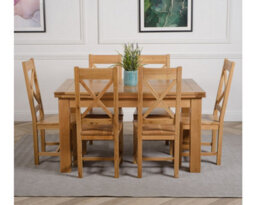 That's Furniture Richmond 140Cm - 220Cm Oak Extending Dining Table And 6 Chairs Dining Set With Berkeley Chairs - thumbnail 2
