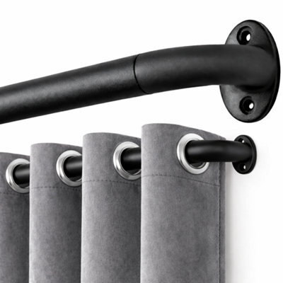 Shopnbits Blackout Extendable Black Curtain Pole 25mm Metal Curved Rod 120 To 210Cm - image 1