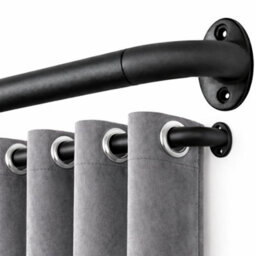 Shopnbits Blackout Extendable Black Curtain Pole 25mm Metal Curved Rod 120 To 210Cm - thumbnail 1