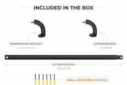 Shopnbits Blackout Extendable Black Curtain Pole 25mm Metal Curved Rod 120 To 210Cm - thumbnail 4