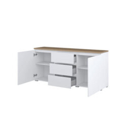 Arte Modo Sideboard Cabinet 150 Cm - Compact White And Oak Storage With Drawers And Handleless Doors - thumbnail 3