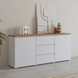 Arte Modo Sideboard Cabinet 150 Cm - Compact White And Oak Storage With Drawers And Handleless Doors - thumbnail 5