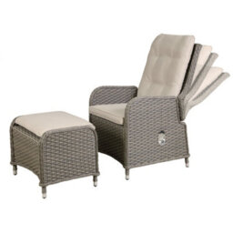 Loops 6Pc Garden Reclining Bistro Set - Rattan Wicker - Outdoor Chairs & Coffee Table - thumbnail 4