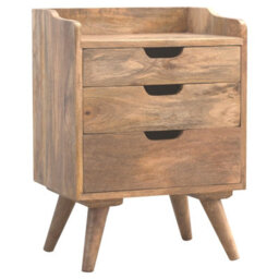 Artisan Furniture Scandinavian Styled Bedside With 3 Cut Out Drawers - thumbnail 1