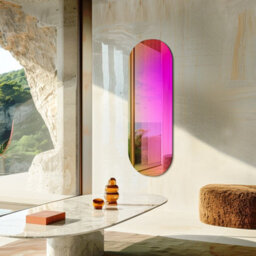 Artloge 120Cm Iridescent Oval Wall Mirror Colorful Aesthetic Accent Mirror Pub Bar - thumbnail 6