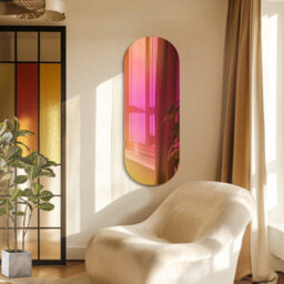 Artloge 120Cm Iridescent Oval Wall Mirror Colorful Aesthetic Accent Mirror Pub Bar - thumbnail 7