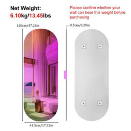 Artloge 120Cm Iridescent Oval Wall Mirror Colorful Aesthetic Accent Mirror Pub Bar - thumbnail 2