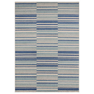 Blue Stripe Optical/ (3D) ,funky Modern Easy To Clean Rug For Dining Room-200Cm X 290Cm - image 1