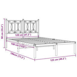 Berkfield Metal Bed Frame Without Mattress With Headboard White 120X190Cm - thumbnail 8