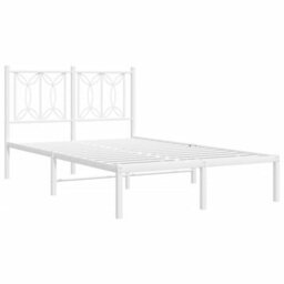 Berkfield Metal Bed Frame Without Mattress With Headboard White 120X190Cm - thumbnail 3