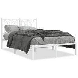 Berkfield Metal Bed Frame Without Mattress With Headboard White 120X190Cm - thumbnail 2