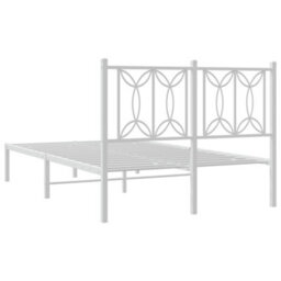 Berkfield Metal Bed Frame Without Mattress With Headboard White 120X190Cm - thumbnail 6