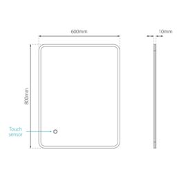 Sensio Libra Rectangular Wall-Mounted Bathroom Illuminated Contemporary Colour-Changing Mirror (H)80Cm (W)60Cm - thumbnail 4