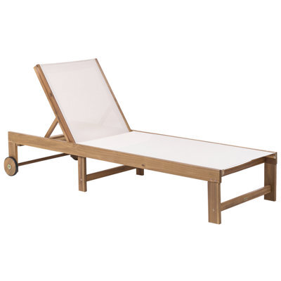 Beliani Sun Lounger Pedesina Reclining Acacia Wood Beige - image 1