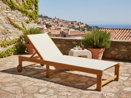 Beliani Sun Lounger Pedesina Reclining Acacia Wood Beige - thumbnail 2