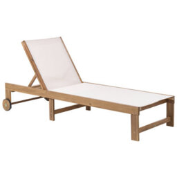 Beliani Sun Lounger Pedesina Reclining Acacia Wood Beige - thumbnail 1