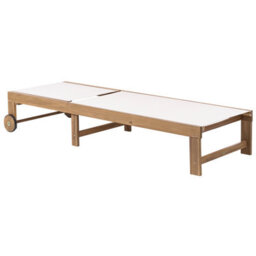 Beliani Sun Lounger Pedesina Reclining Acacia Wood Beige - thumbnail 4