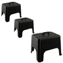 Pluto Packaging 2 X Built In Carry Handle Indoor Outdoor Non-Slip Black Stepping Stool Hardwearing & Strong - thumbnail 2