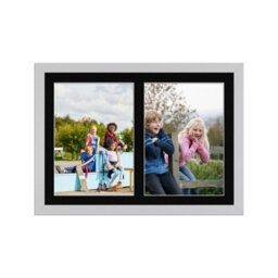 AK Frames 20X14 Light Grey Modern Multi Photo Frame With Black Mount - Holds 2 Apertures (2X) A4 Photos