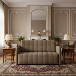 Viva Grand Iii Upholstered Sofa Bed With Sleeping Function Storage Compartment Wooden Legs Living Room 145Cm Capuccino - thumbnail 2