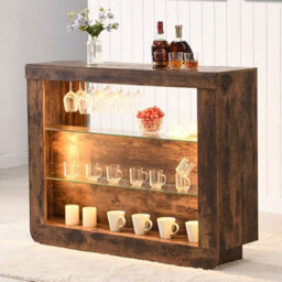 Furniture in Fashion Fiesta Smoked Oak Bar Table Unit With 4 Candid Grey Stools - thumbnail 2