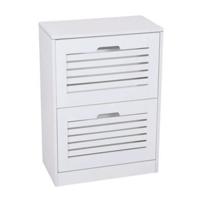 Wooden Shoe Cabinet With 2/3 Bamboo Flip Drawers And Backboard For Entryway New White 2 Doors Shoe Cabinet - image 1