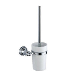 FNX Bathrooms Chrome Toilet Brush & Holder - Wall Mounted Gloss Finish Modern Design