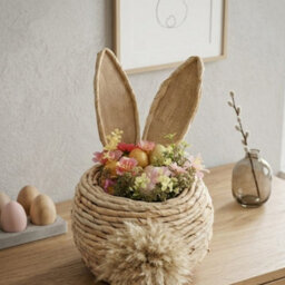 Garden Greatness Woven Faux Flowers Bunny Ears Basket - thumbnail 2