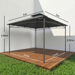 Outsunny 3 X 3 M Gazebo, Outdoor Gazebo Canopy With 2-Tier Roof, Dark Grey - thumbnail 3