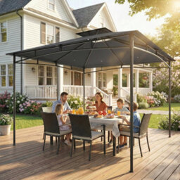 Outsunny 3 X 3 M Gazebo, Outdoor Gazebo Canopy With 2-Tier Roof, Dark Grey - thumbnail 7