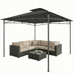 Outsunny 3 X 3 M Gazebo, Outdoor Gazebo Canopy With 2-Tier Roof, Dark Grey - thumbnail 2