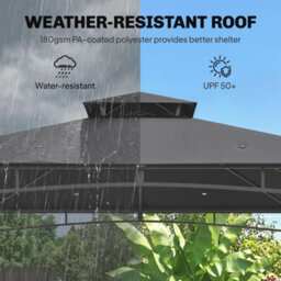 Outsunny 3 X 3 M Gazebo, Outdoor Gazebo Canopy With 2-Tier Roof, Dark Grey - thumbnail 4