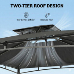 Outsunny 3 X 3 M Gazebo, Outdoor Gazebo Canopy With 2-Tier Roof, Dark Grey - thumbnail 6