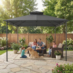 Outsunny 3 X 3 M Gazebo, Outdoor Gazebo Canopy With 2-Tier Roof, Dark Grey - thumbnail 8