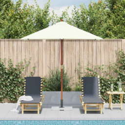 Berkfield Elegant Outdoor Parasol With Wooden Pole 150X200 Cm Sand - thumbnail 3
