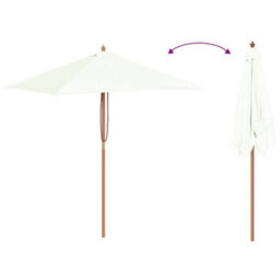Berkfield Elegant Outdoor Parasol With Wooden Pole 150X200 Cm Sand - thumbnail 6
