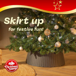 Christmas Village Faux Rattan Christmas Tree Skirt Black 65Cm Base Durable Snap Together Design Fits Tree Stands Up To 63Cm - thumbnail 2
