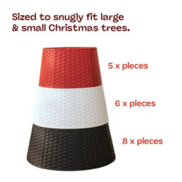 Christmas Village Faux Rattan Christmas Tree Skirt Black 65Cm Base Durable Snap Together Design Fits Tree Stands Up To 63Cm - thumbnail 5
