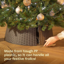 Christmas Village Faux Rattan Christmas Tree Skirt Black 65Cm Base Durable Snap Together Design Fits Tree Stands Up To 63Cm - thumbnail 6