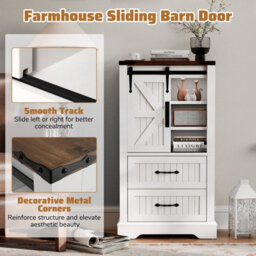 Gainoom Farmhouse Bathroom Floor Cabinet Freestanding Storage Cabinet W/ Sliding Barn Door - thumbnail 9