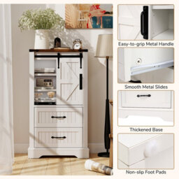 Gainoom Farmhouse Bathroom Floor Cabinet Freestanding Storage Cabinet W/ Sliding Barn Door - thumbnail 8
