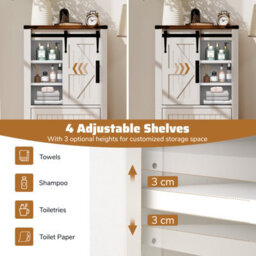 Gainoom Farmhouse Bathroom Floor Cabinet Freestanding Storage Cabinet W/ Sliding Barn Door - thumbnail 7