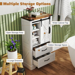 Gainoom Farmhouse Bathroom Floor Cabinet Freestanding Storage Cabinet W/ Sliding Barn Door - thumbnail 6