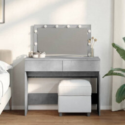 Berkfield Dressing Table With Led Concrete Grey 100X40X120 Cm - thumbnail 1