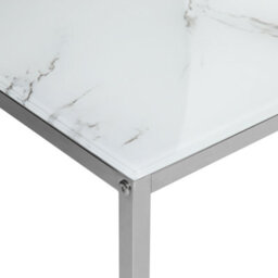 Beliani Nest Of 2 White Marble-Effect Tempered Glass Coffee Tables Silver Frame - thumbnail 9