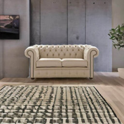 Chesterfield 2 Seater Shelly Pebble Leather Sofa Settee Bespoke In Classic Style - thumbnail 3